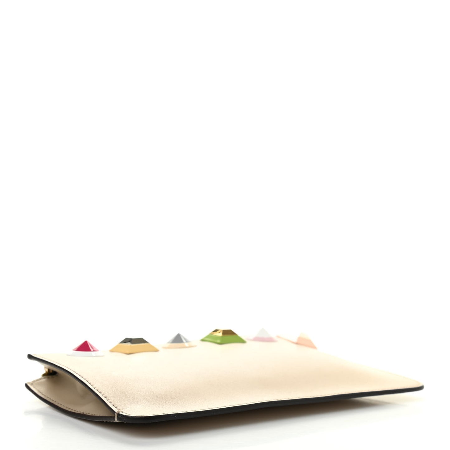 Vitello Liberty Studded Zip Pouch Sand Multicolor
