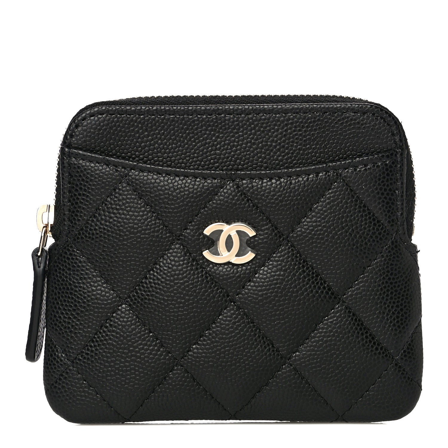 Chanel Caviar Quilted Zip Card Holder Wallet Black 1 of 11