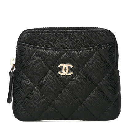Chanel Caviar Quilted Zip Card Holder Wallet Black 1 of 11