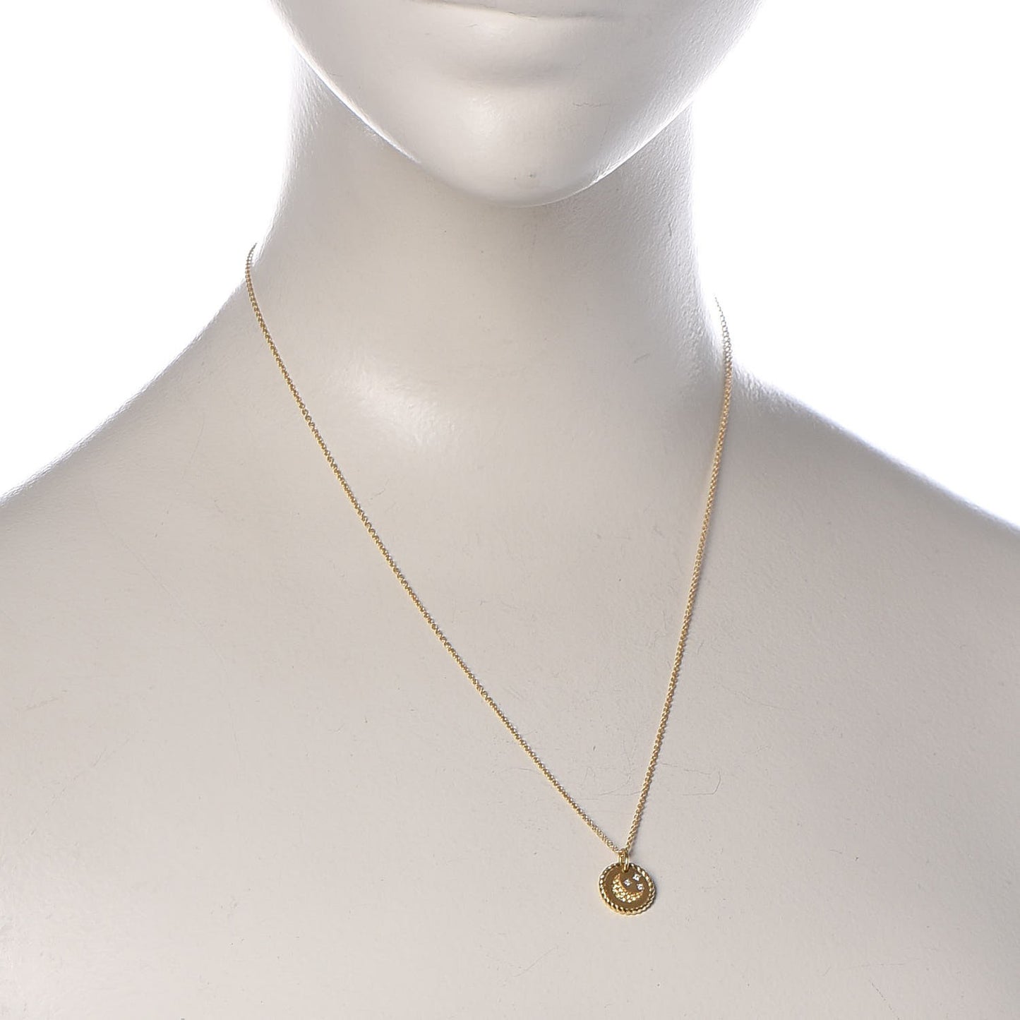 18K Yellow Gold Diamond Sapphire Moon and Stars Pendant Necklace