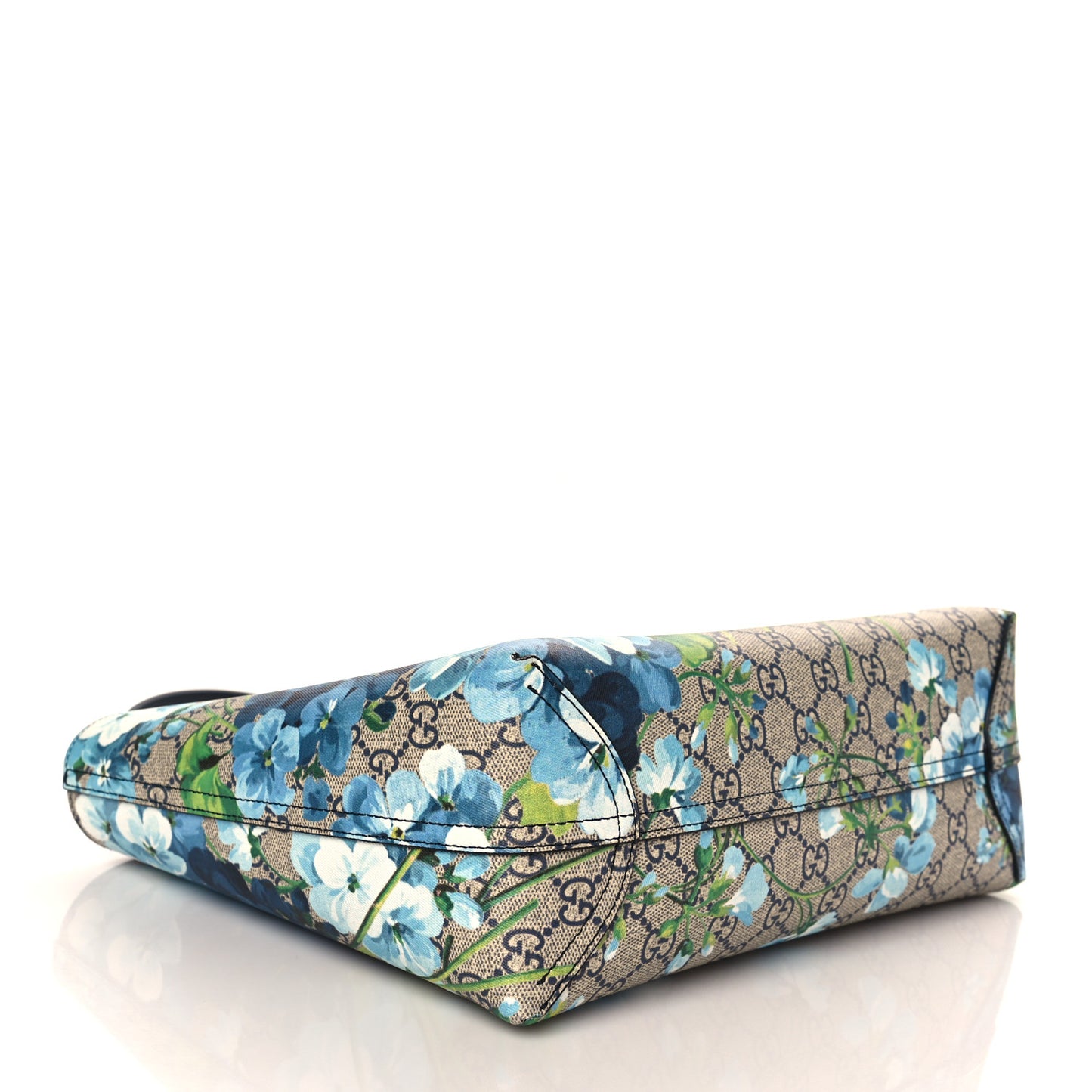 GG Supreme Monogram Blooms Small Reversible Tote Beige Blue Navy