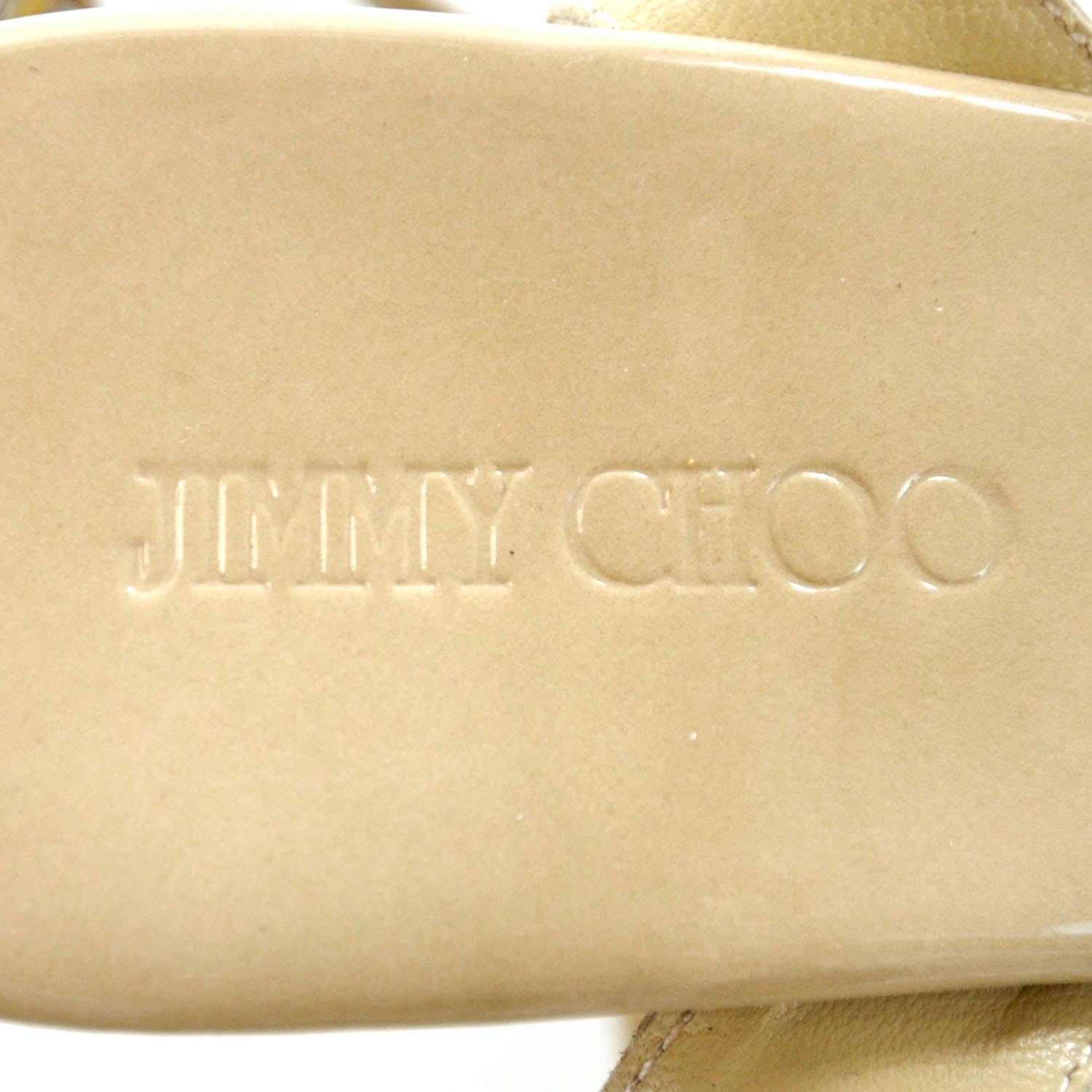 Jimmy Choo Patent Leather and Cork Papyrus Wedge 36 Nude 8 of 9