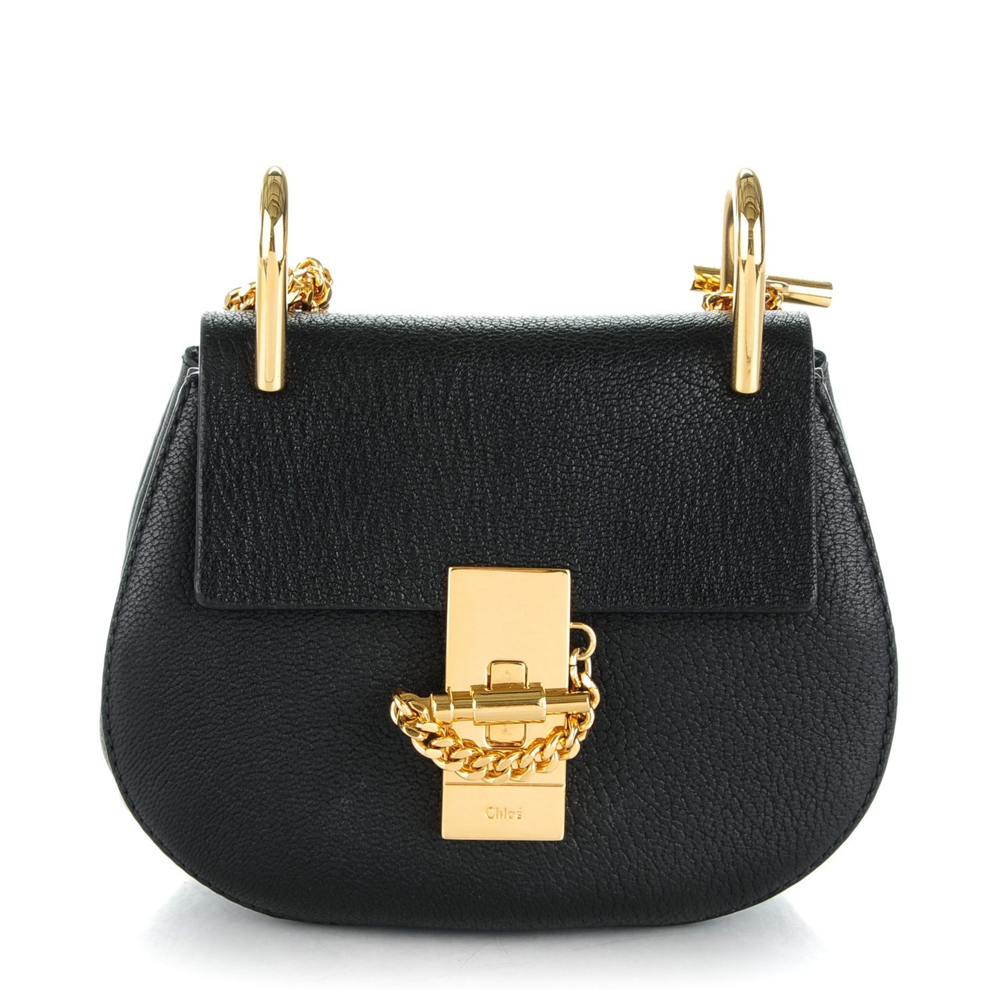 Grained Lambskin Nano Drew Shoulder Bag Black