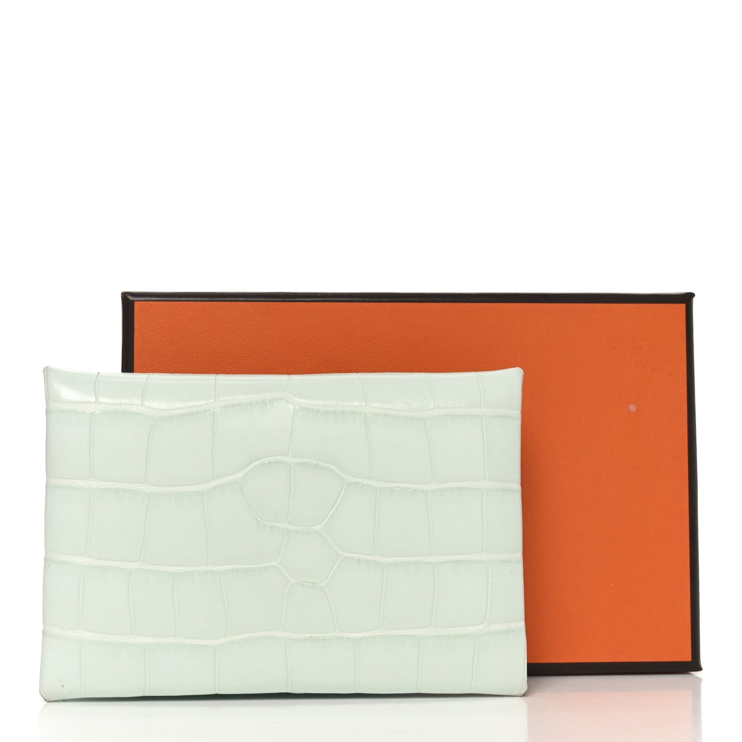 Matte Alligator Calvi Card Case Vert Peppermint