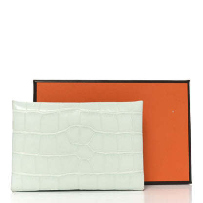 Hermes Matte Alligator Calvi Card Case Vert Peppermint 8 of 8