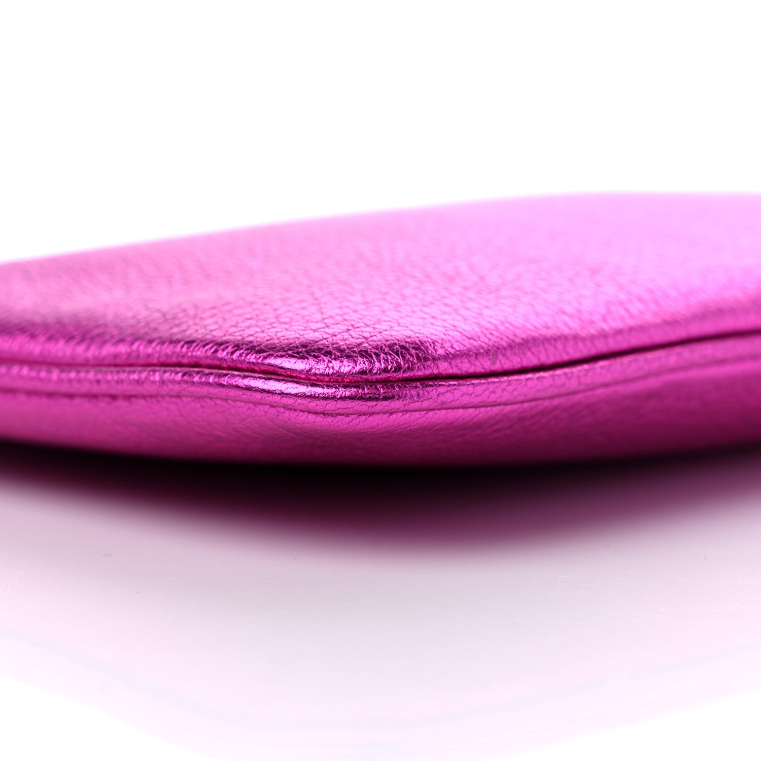 Balenciaga Metallic Goatskin Logo Large Everyday Zip Pouch Rose Fuchsia Black 7 of 8