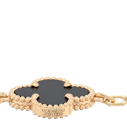 Van Cleef & Arpels 18K Yellow Gold Black Onyx 5 Motifs Vintage Alhambra Bracelet 3 of 4
