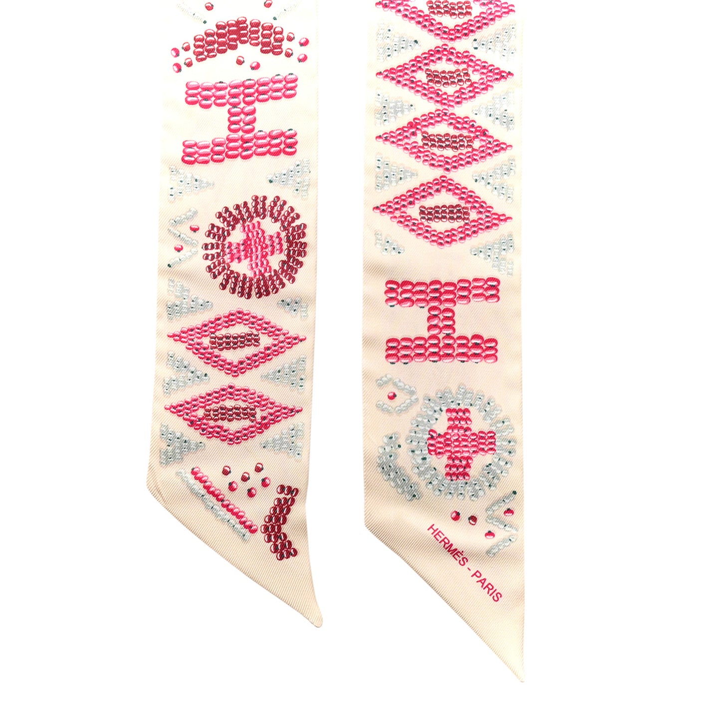 Silk Kelly En Perles Twilly Creme Framboise