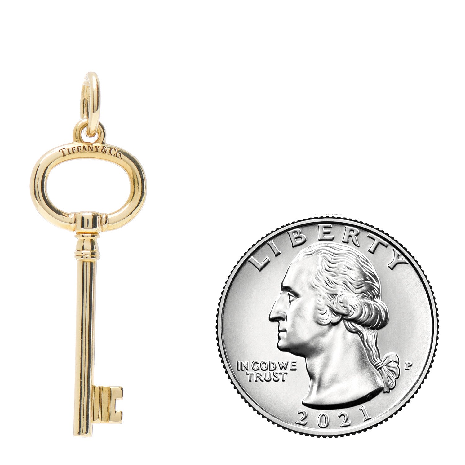 Tiffany 18K Yellow Gold Small Oval Key Pendant 2 of 3
