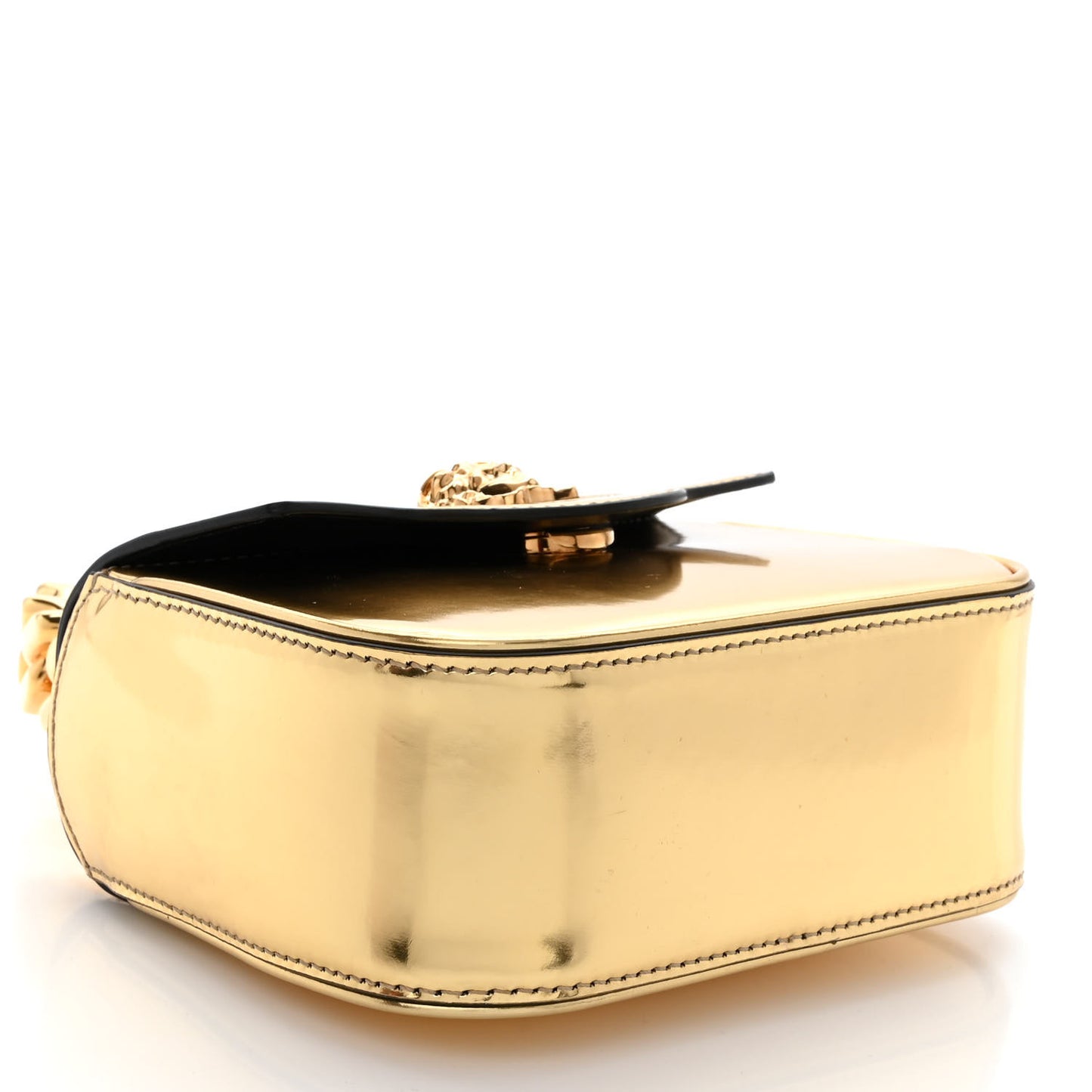 Metallic Calfskin Mini La Medusa Bag Gold