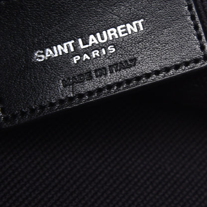 Saint Laurent Canvas Beach Shopping Tote Black Khaki 6 of 9