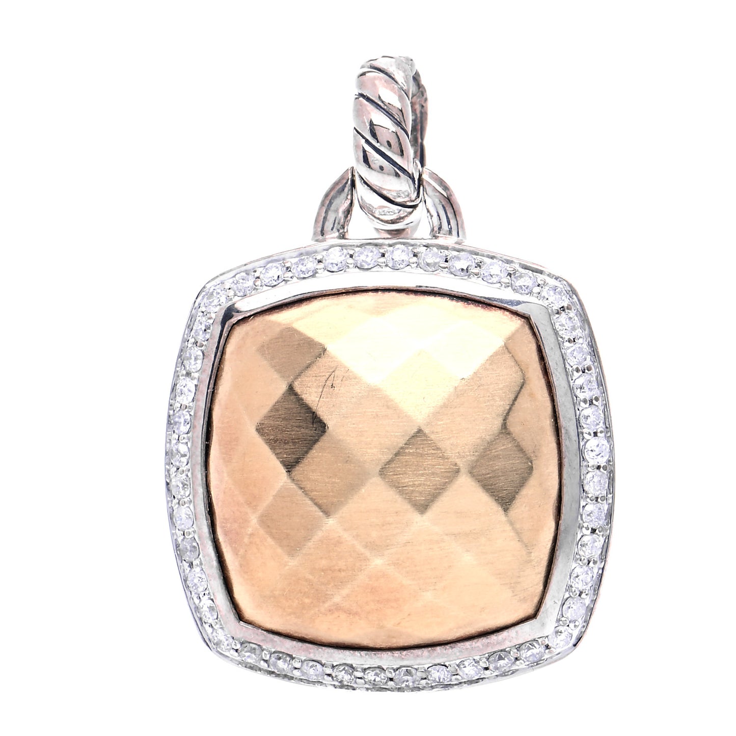 Sterling Silver 18K Yellow Gold Diamond 14mm Albion Enhancer Pendant