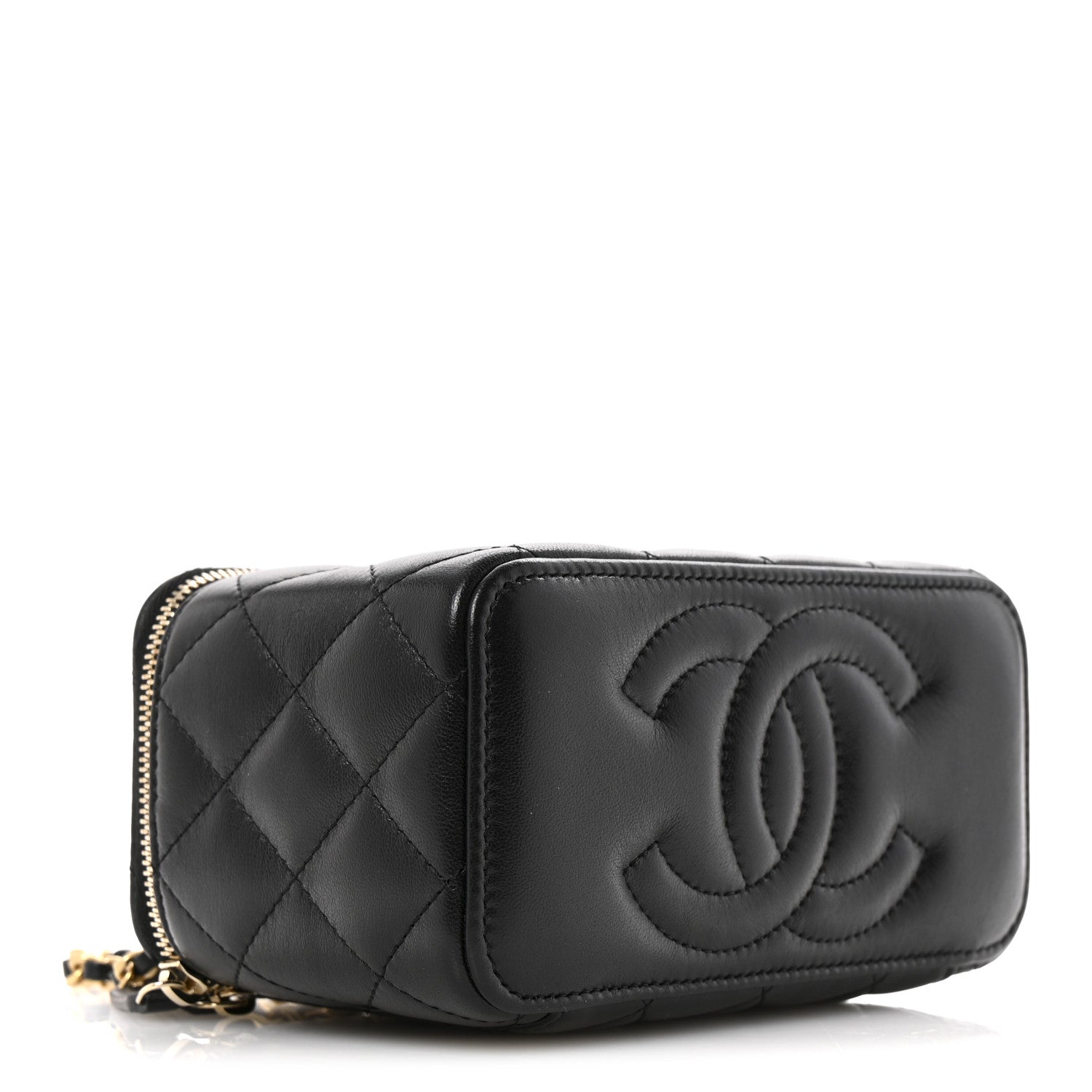 Chanel Lambskin Quilted Small Pearl Crush Vanity Case With Chain Black 4 of 11