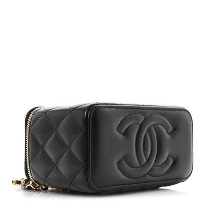 Chanel Lambskin Quilted Small Pearl Crush Vanity Case With Chain Black 4 of 11