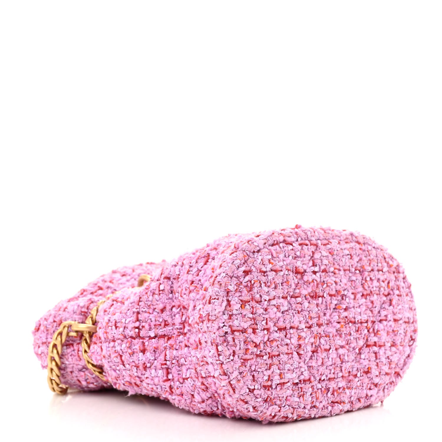 Chanel Tweed Enamel Quilted Pending CC Bucket Drawstring Bag Light Purple Pink Red 4 of 10