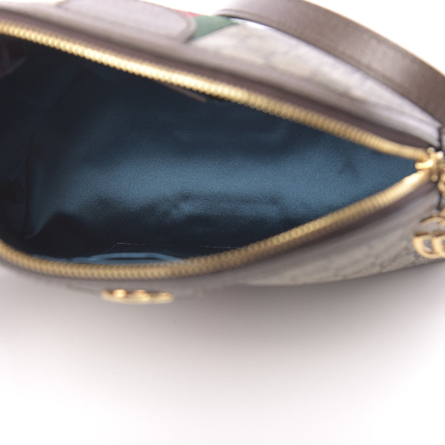 GG Supreme Monogram Textured Dollar Calfskin Web Small Ophidia Dome Shoulder Bag Beige Ebony New Acero