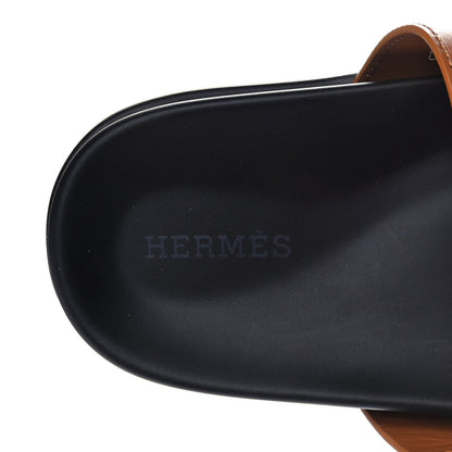 Hermes Calfskin Womens Chypre Sandals 37.5 Gold 7 of 10