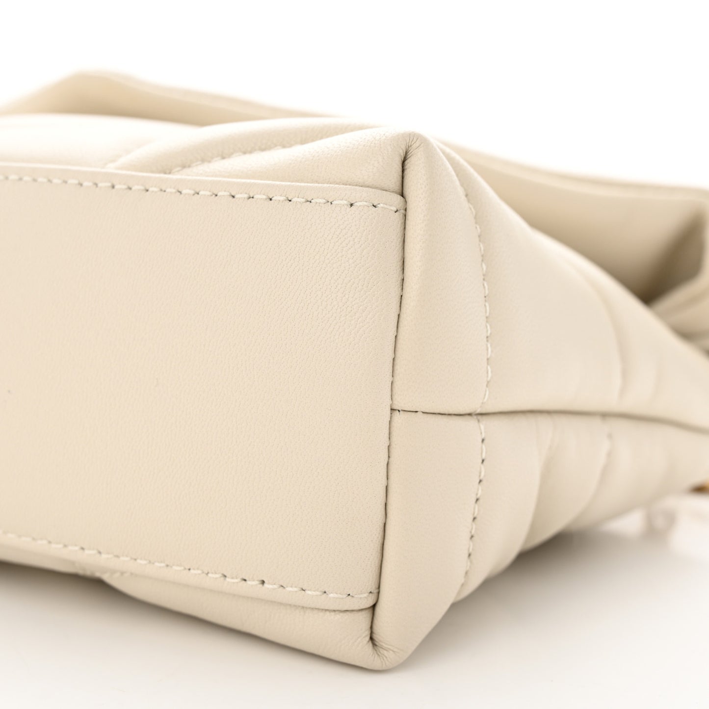Lambskin Quilted Toy Loulou Puffer Monogram Chain Satchel Crema Soft