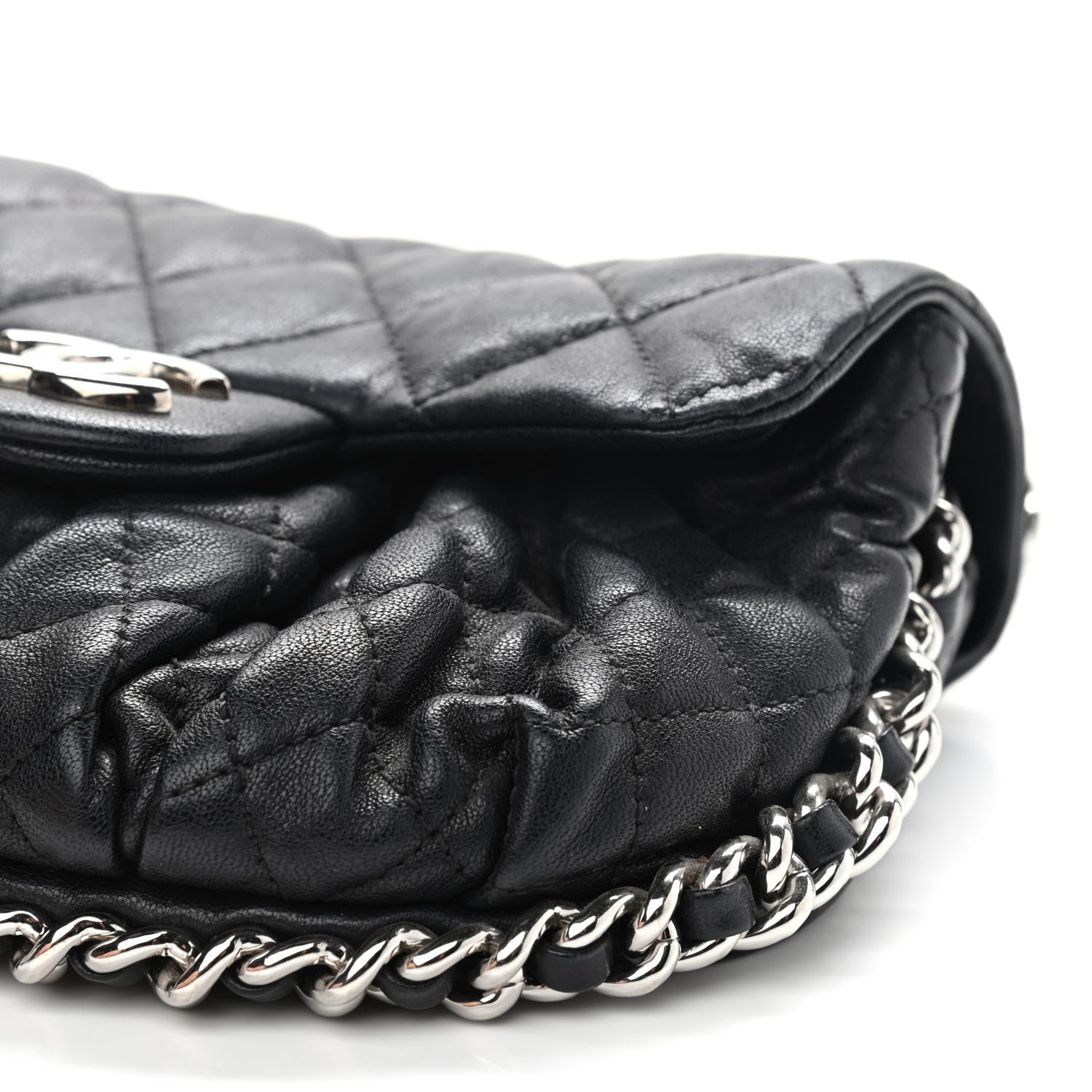 Chanel Washed Lambskin Quilted Mini Chain Around Flap Black 9 of 10