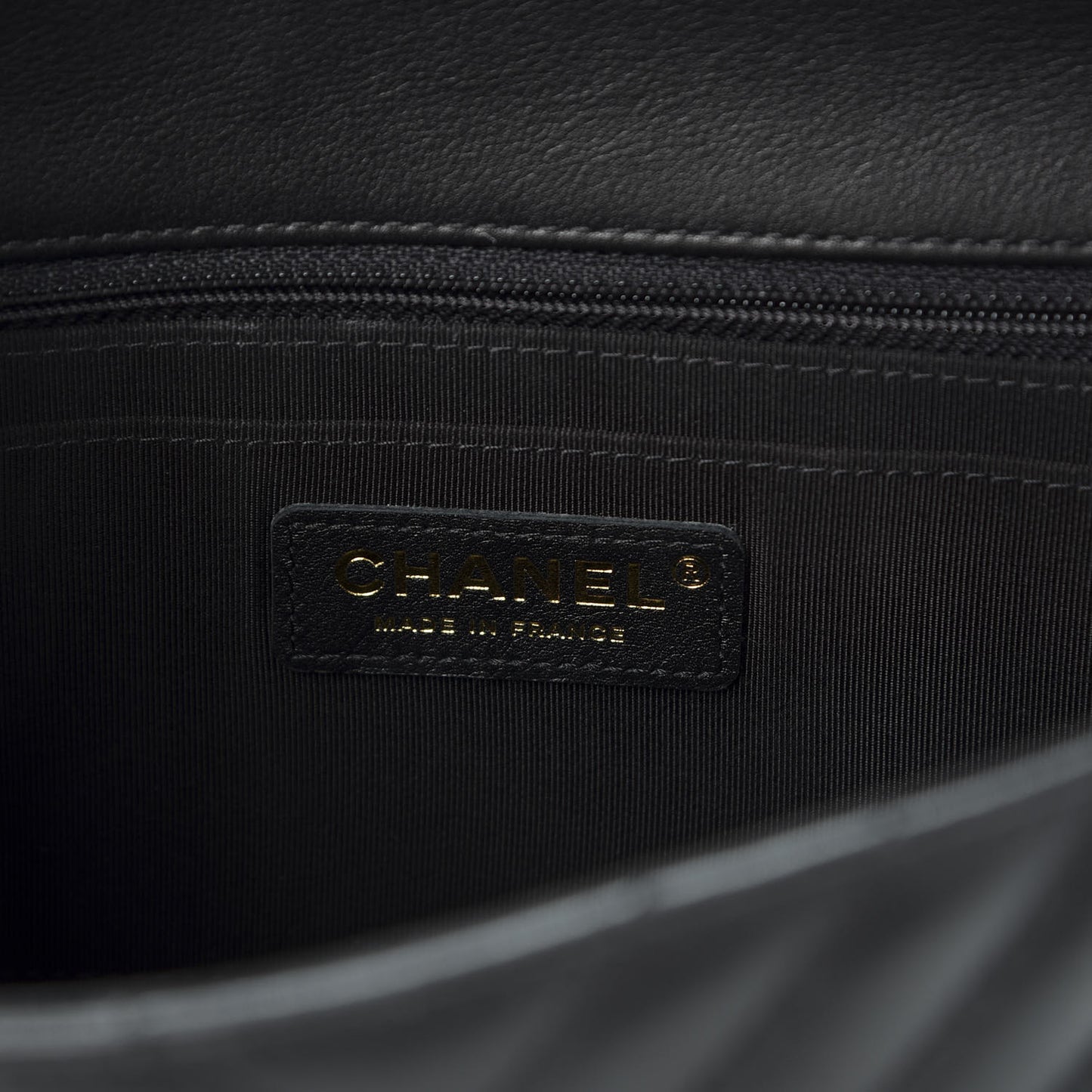 Calfskin Chevron Quilted Small Flap Black