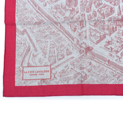 Hermes Cashmere Silk La Cite Cavaliere Shawl 140 Fuchsia Bordeaux 2 of 5
