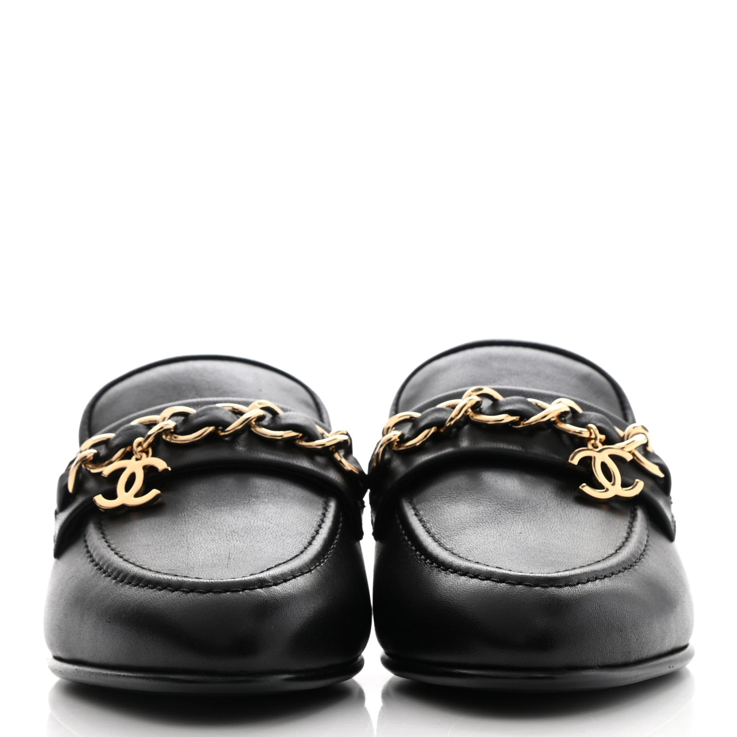 Lambskin Chain CC Mules 36.5 Black
