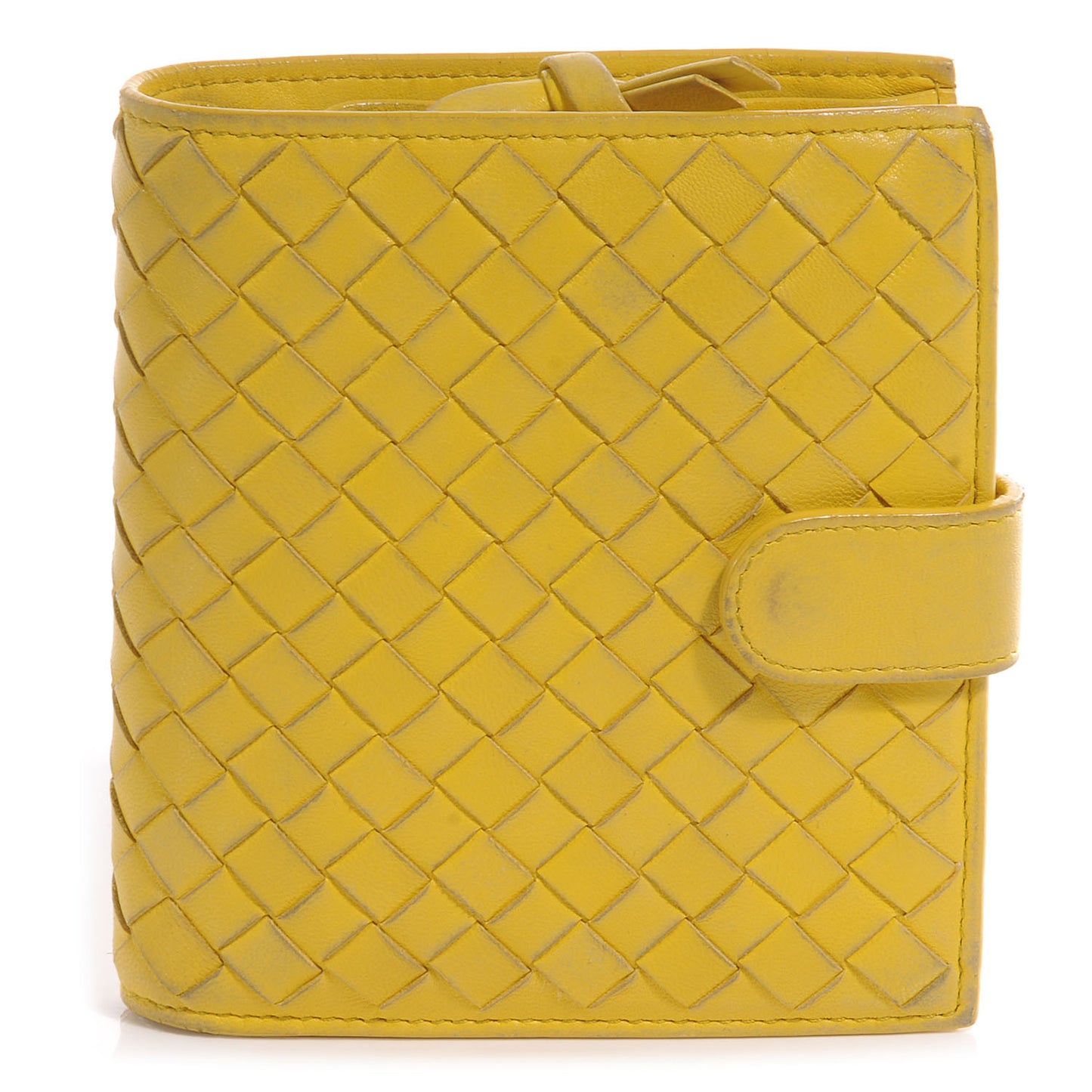 Nappa Intrecciato French Compact Wallet Yellow