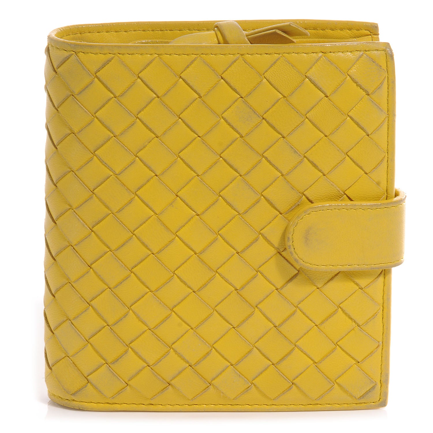 Bottega Veneta Nappa Intrecciato French Compact Wallet Yellow 1 of 10