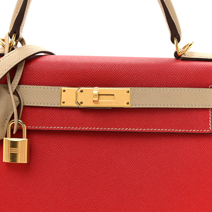 Hermes Epsom Horseshoe Kelly Sellier 28 Rouge Casaque Trench 8 of 10