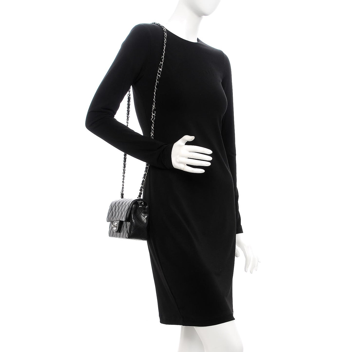 Lambskin Quilted Mini Rectangular Flap Black