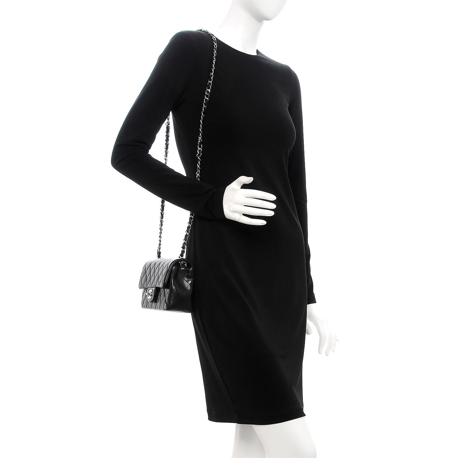 Chanel Lambskin Quilted Mini Rectangular Flap Black 2 of 8