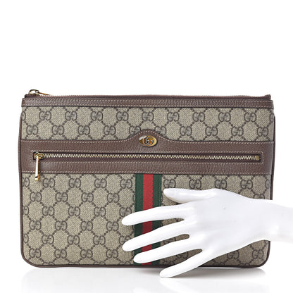 Gucci GG Supreme Monogram Large Ophidia Pouch Clutch Brown 2 of 7