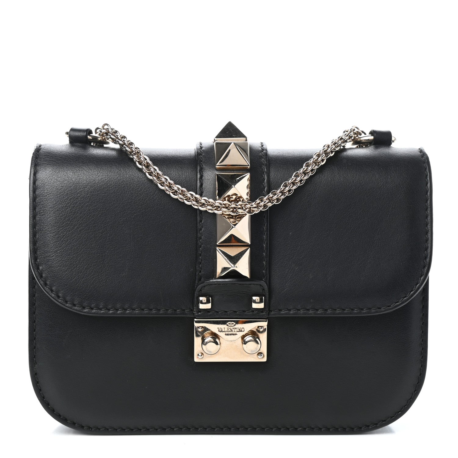 Valentino Garavani Vitello Small Glam Lock Rockstud Flap Black 1 of 8