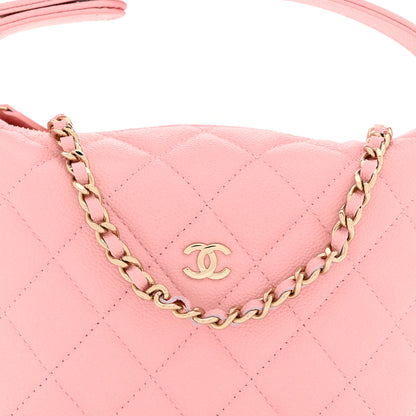 Chanel Caviar Quilted Hobo Clutch With Chain Pink 7 of 10