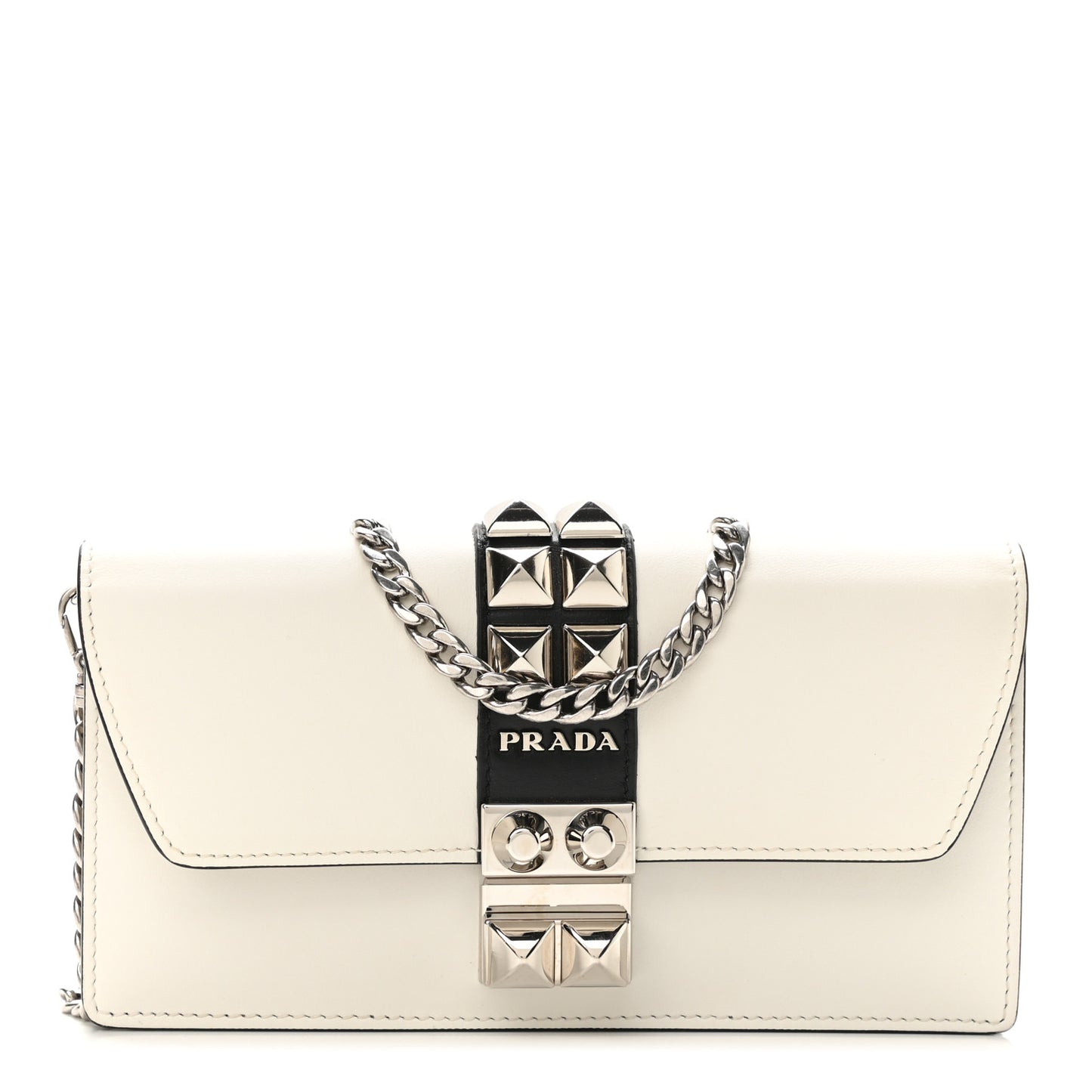 City Calfskin Studded Mini Elektra Crossbody Bag White