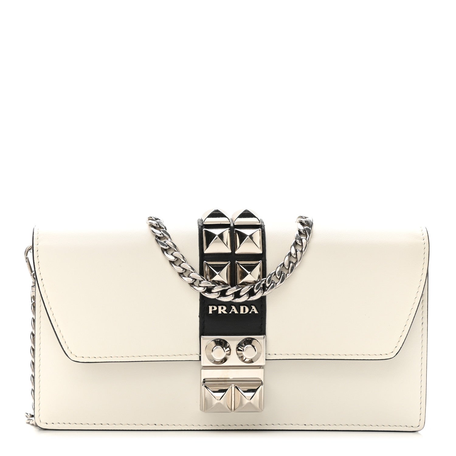 Prada City Calfskin Studded Mini Elektra Crossbody Bag White 1 of 9