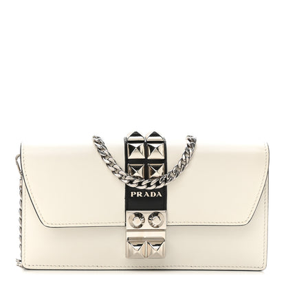 Prada City Calfskin Studded Mini Elektra Crossbody Bag White 1 of 9