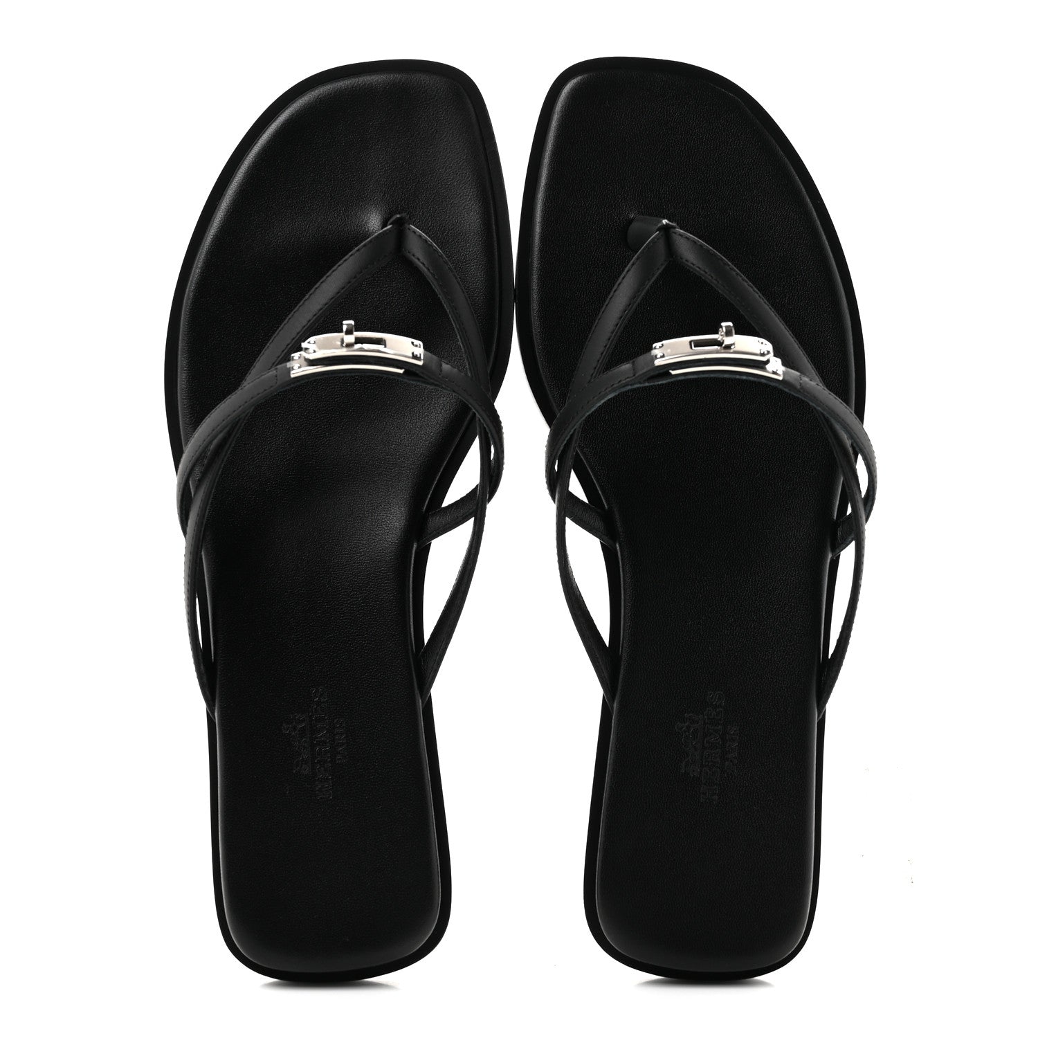 Hermes Calfskin Miss Sandals 38 Black 2 of 8