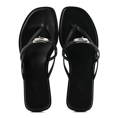Hermes Calfskin Miss Sandals 38 Black 2 of 8