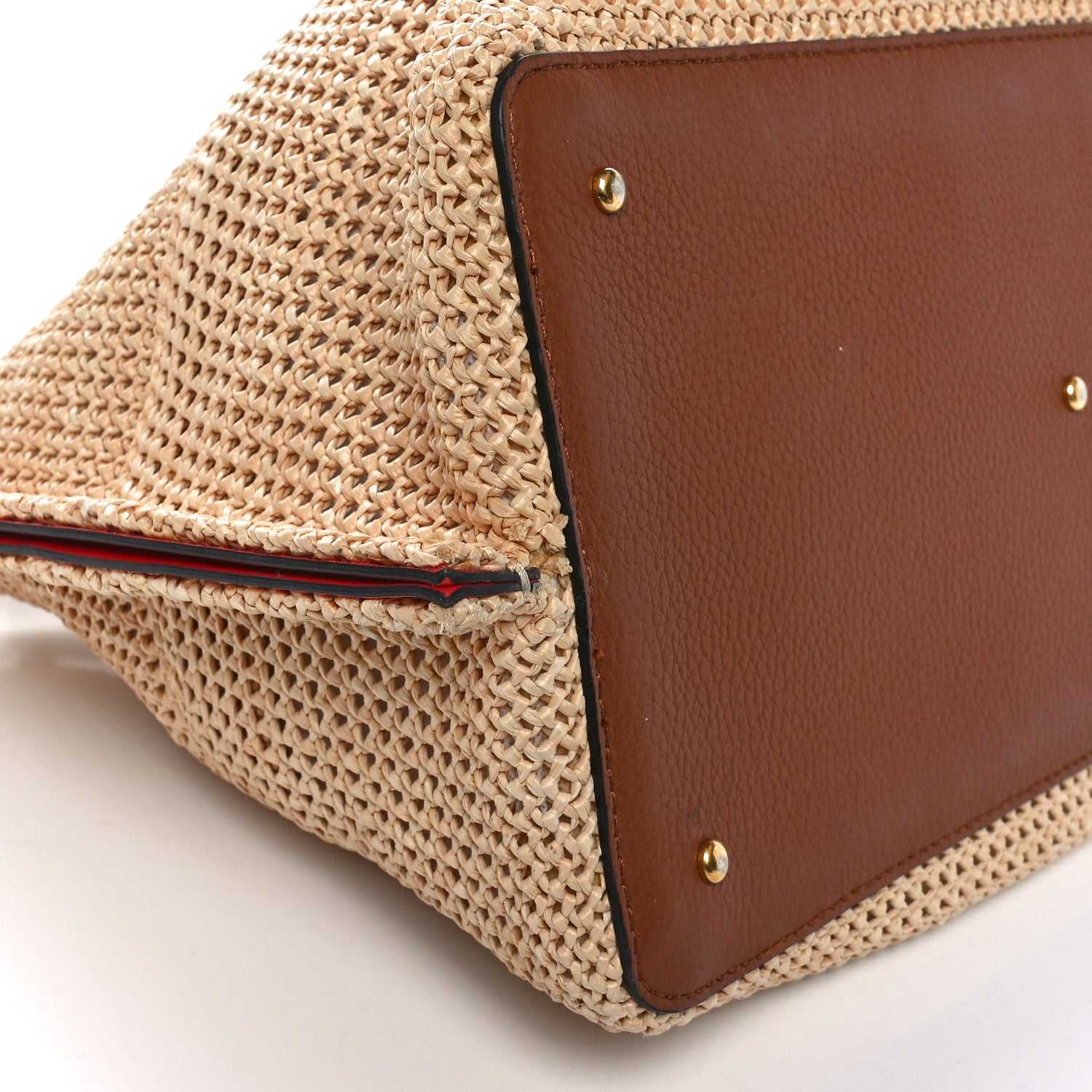 Valentino Garavani Raffia Grained Calfskin Medium Rockstud Vlogo Tote Naturale 8 of 10