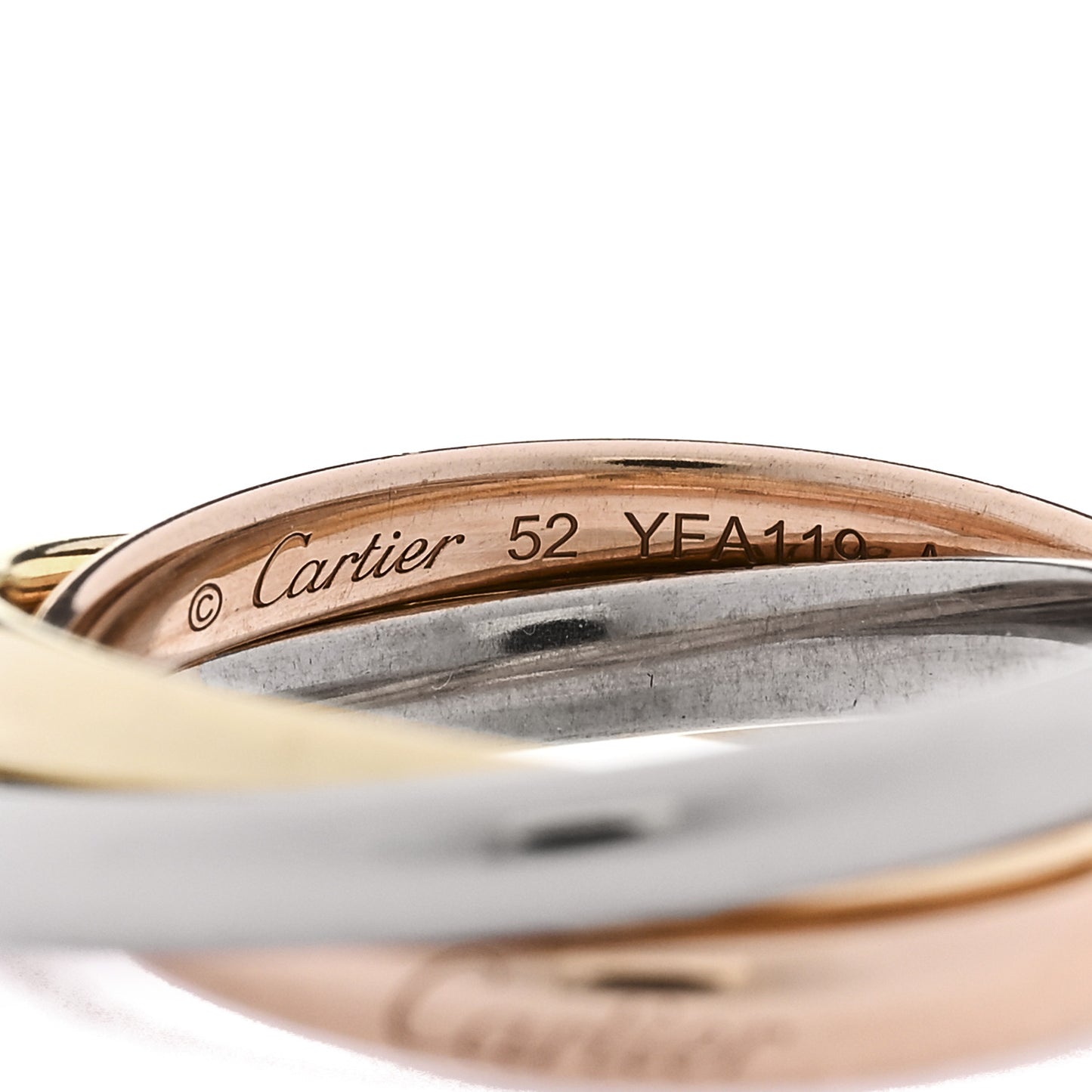 18K Pink Yellow White Gold Small Trinity Ring 52 6