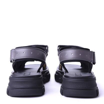 Gucci X SEGA Nappa Mesh Mens Aguru Sandals 8 Loess Black 6 of 9
