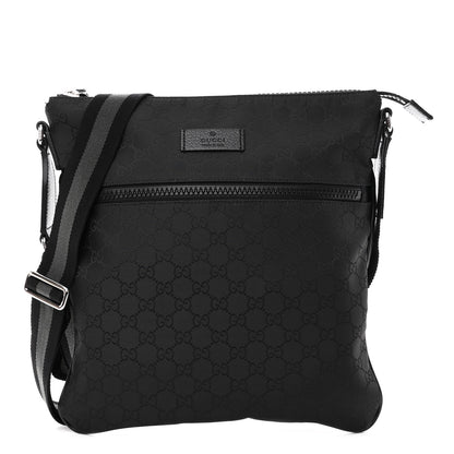 Gucci Nylon Monogram Medium Flat Messenger Bag Black 1 of 10