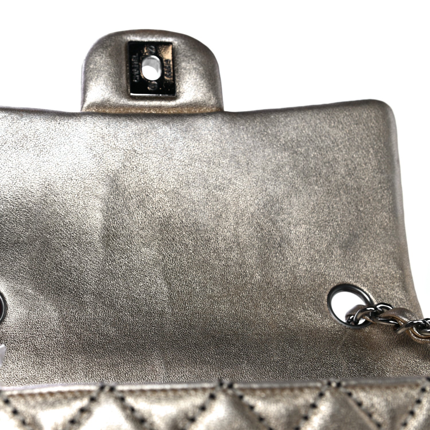 Chanel Metallic Lambskin Quilted Side Stitch Mini Rectangular Flap Gold 8 of 14