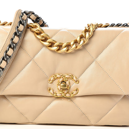 Chanel Lambskin Quilted Medium 19 Flap Beige 9 of 10