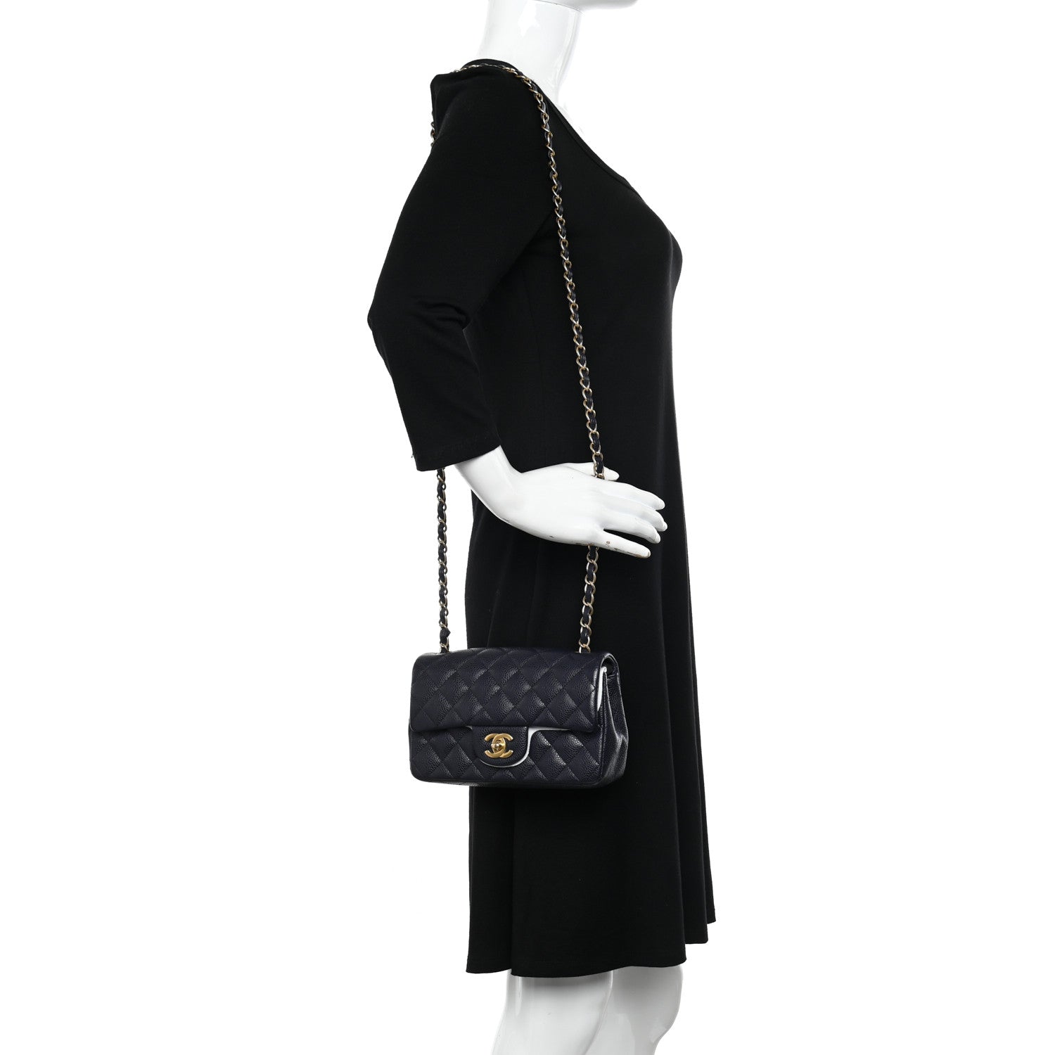 Chanel Caviar Quilted Mini Rectangular Flap Navy 2 of 12