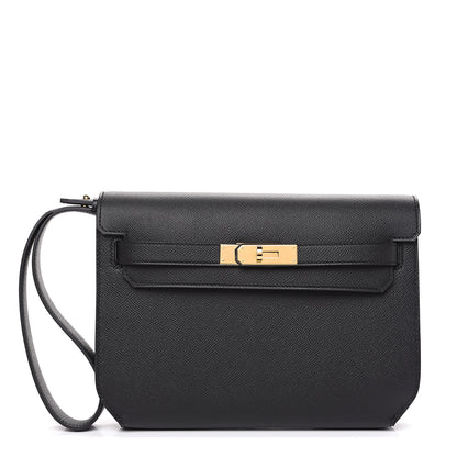 Hermes Epsom Kelly Depeches 25 Pouch Black 1 of 7