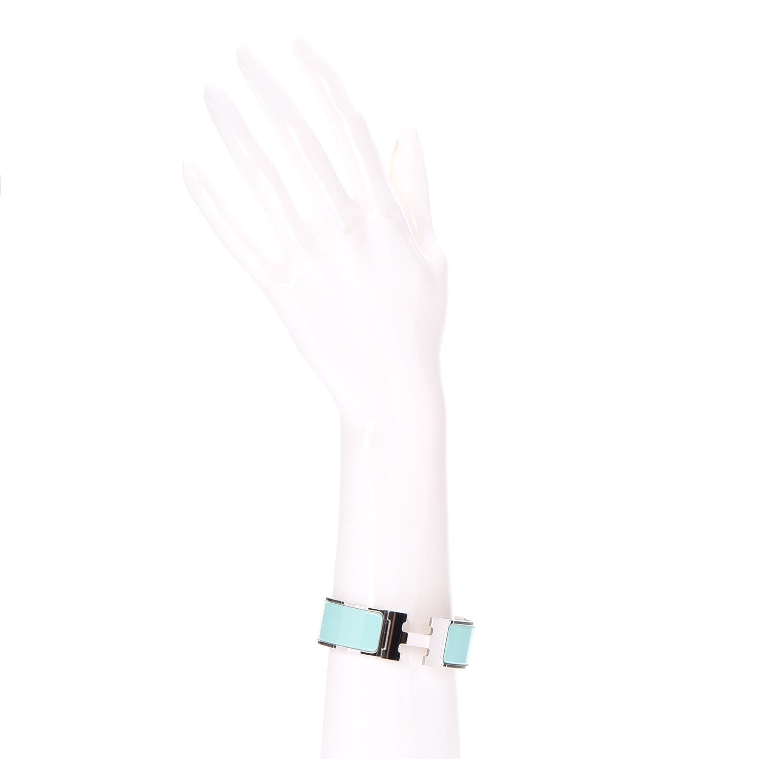 Hermes Enamel Wide Clic Clac H Bracelet GM Lagon 2 of 5