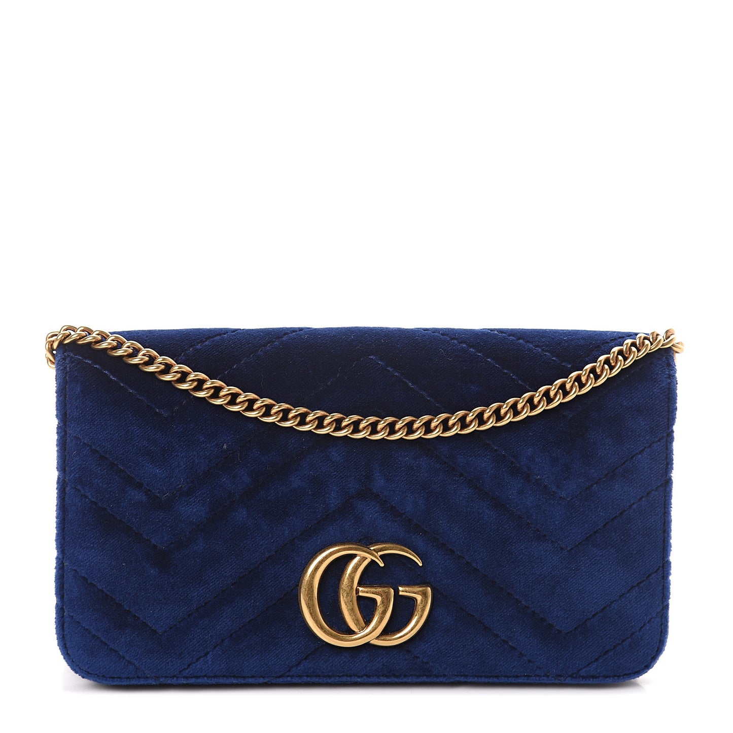 Velvet Matelasse GG Marmont Mini Bag Cobalt Blue