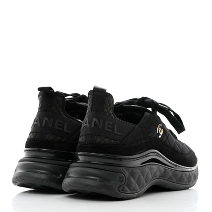 Chanel Suede Calfskin Mixed Fibers CC Sneakers 38.5 Black 4 of 9